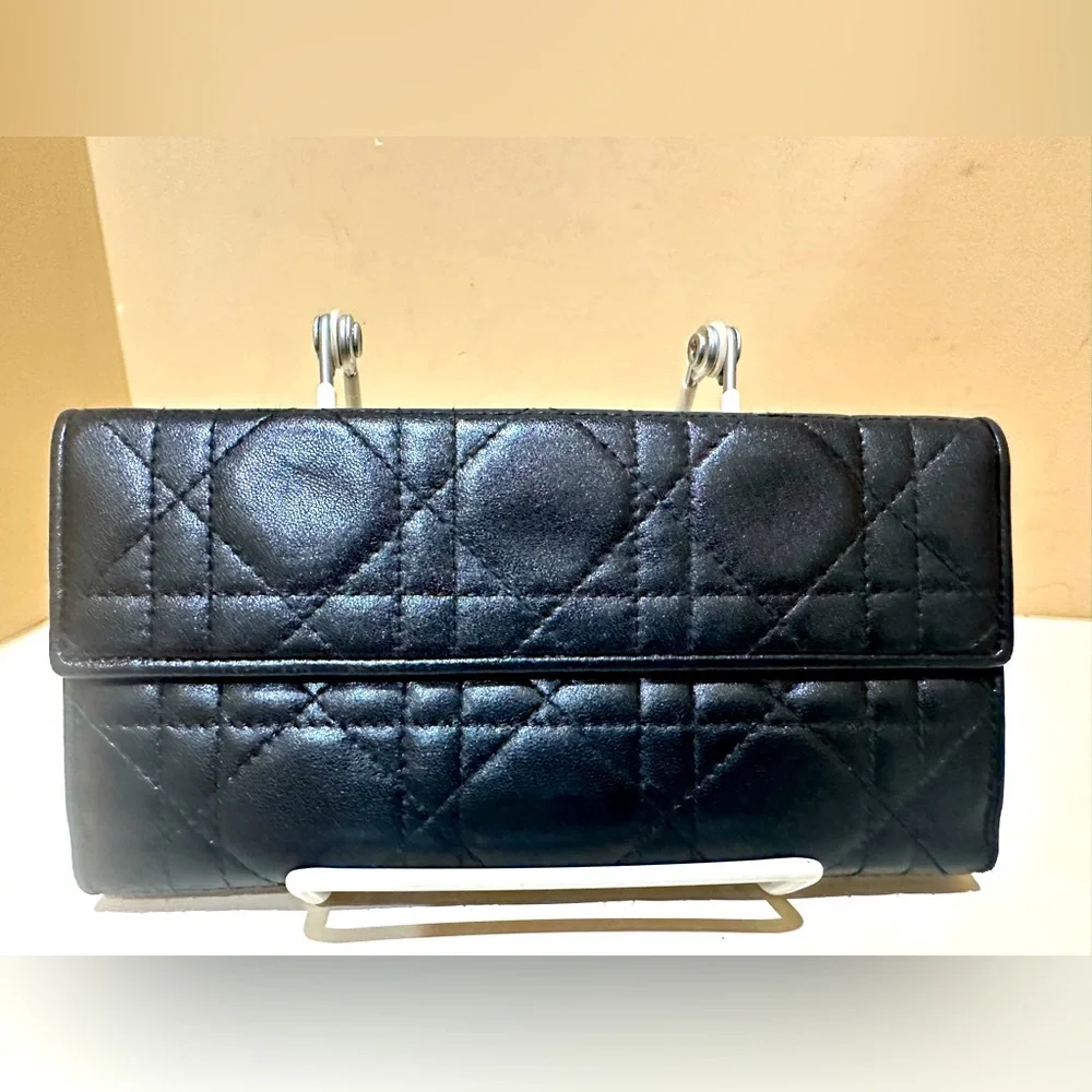 Christian Dior Vintage Cannage Leather Long Wallet